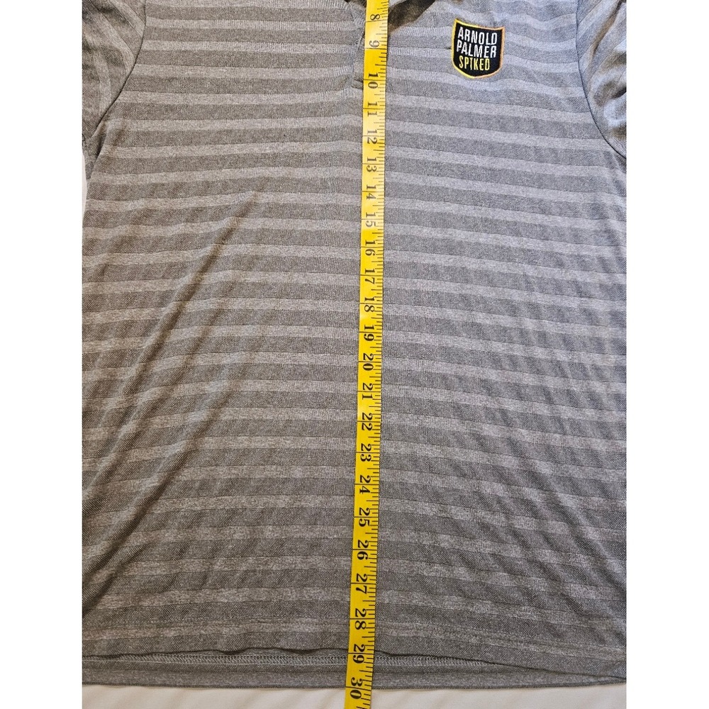 Arnold Palmer Spiked Mens Grey Striped Golf Polo Shirt Medium Short Sleeve Logo - Picture 7 of 8
